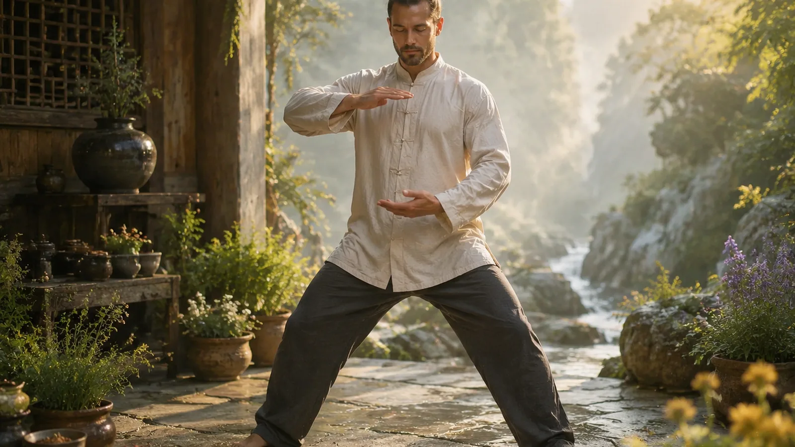 Deutsche Szene einer Qigong und Koerperkultivierung im Sinn chinesischer Gesundheitslehre