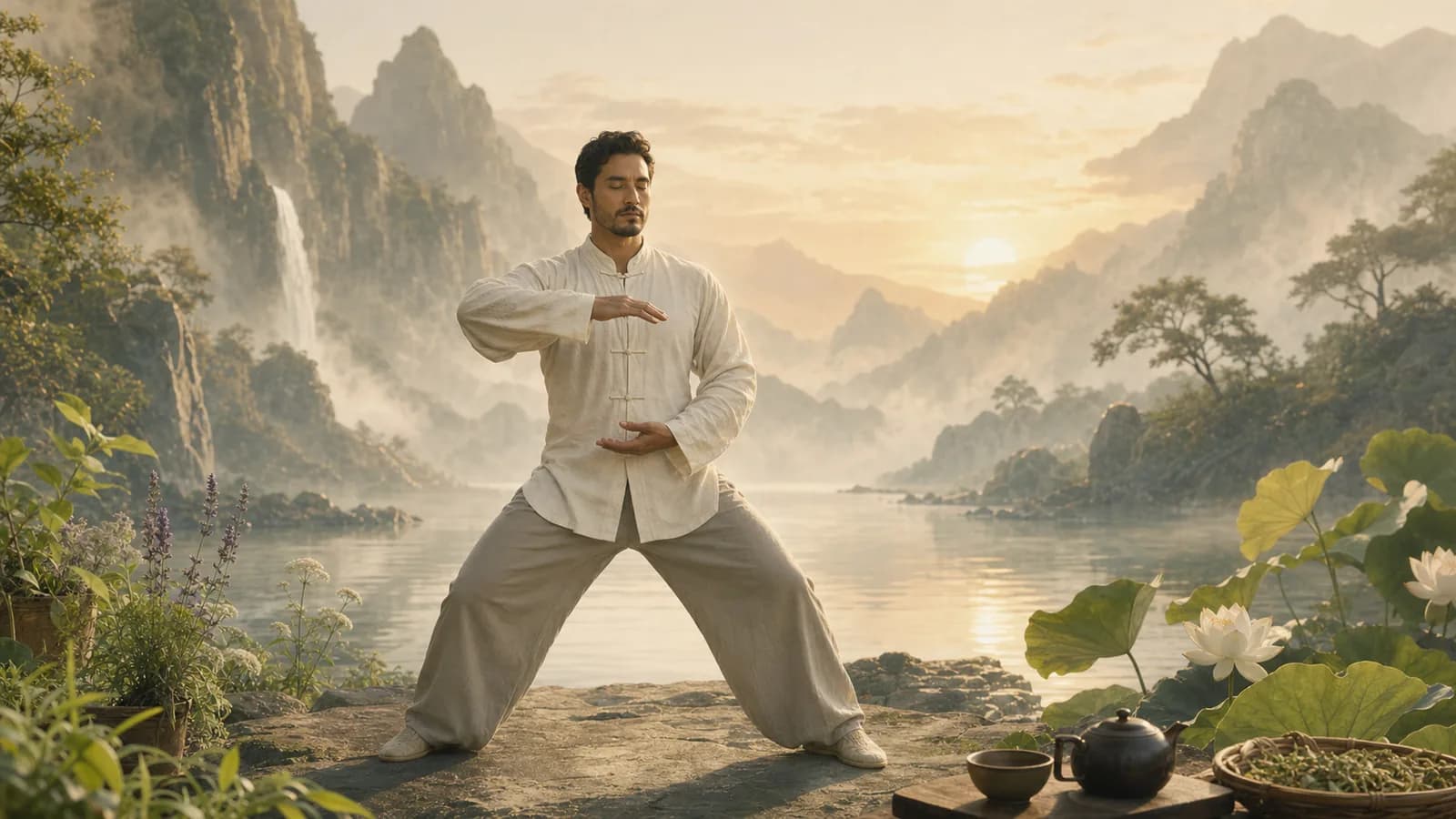Escena hispanohablante de practica de qigong y cultivo corporal desde la medicina china